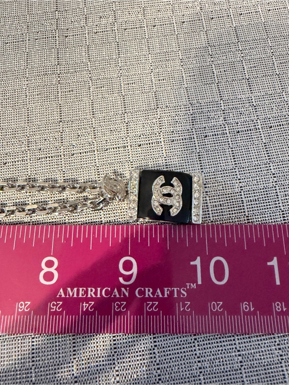 Chanel Silver-Tone Black Enamel Pendant Necklace - Picture 5 of 5